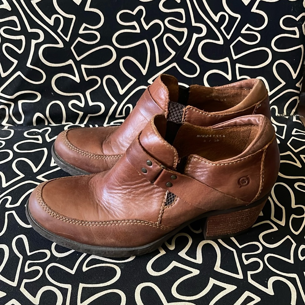 Born - Brown Leather Slip-On Chunky Heel 8 / 39